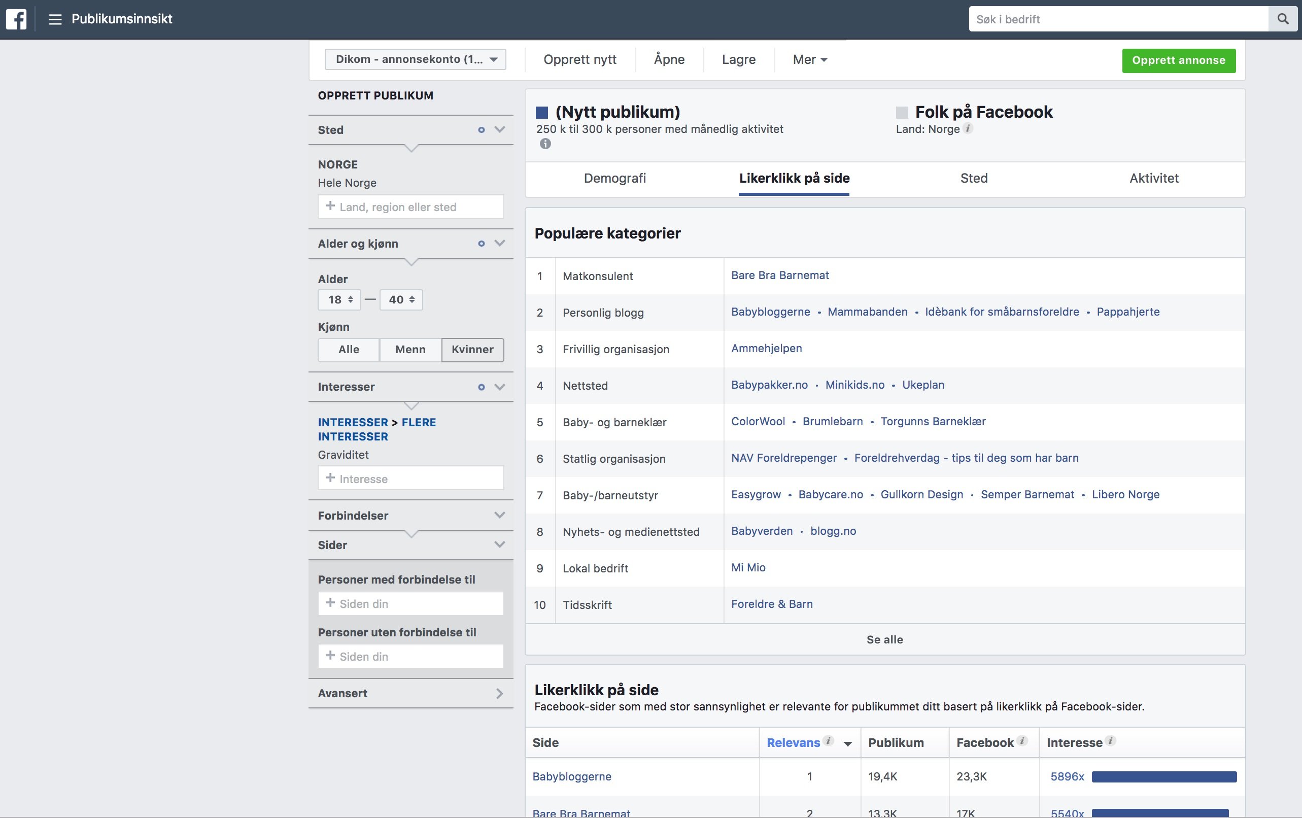 Publikumsinnsikt Facebook