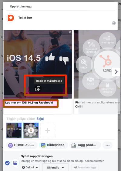 Legg inn link på hvert kort